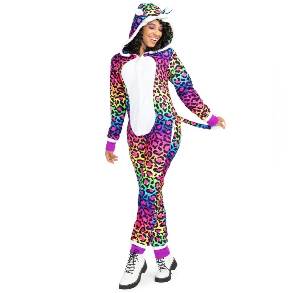 Tipsy Elves White 90’s leopard costume-Lisa Frank inspired!